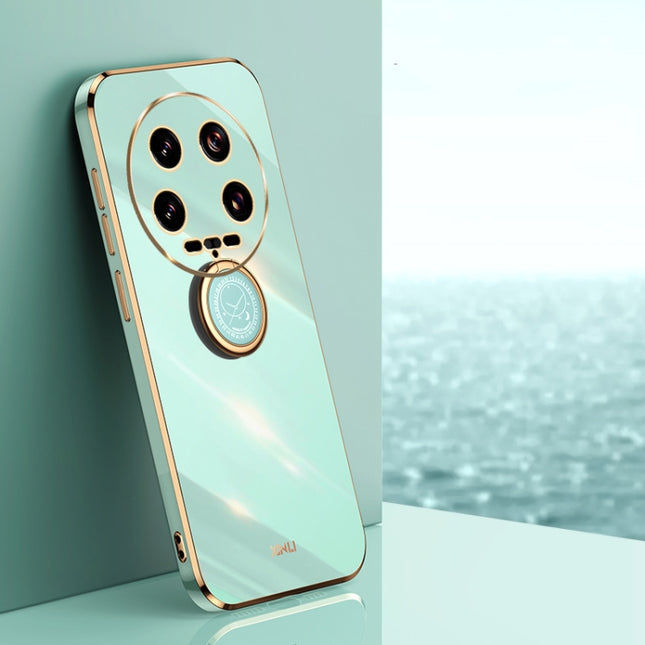XINLI Straight Edge 6D Electroplate TPU Phone Case with Ring Holder, For Xiaomi Civi 4 Pro, For Xiaomi Redmi A3, For Xiaomi 14 Ultra 5G