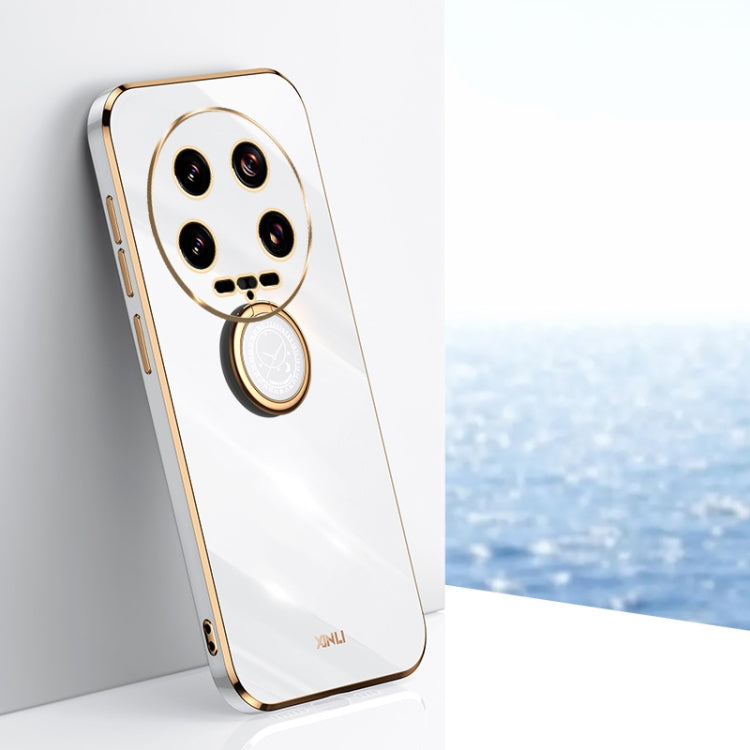 XINLI Straight Edge 6D Electroplate TPU Phone Case with Ring Holder, For Xiaomi Civi 4 Pro, For Xiaomi Redmi A3, For Xiaomi 14 Ultra 5G