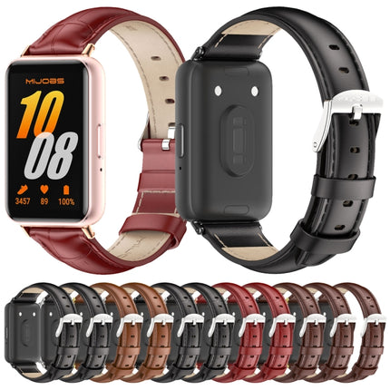 Mijobs Dual-sided Genuine Leather Watch Band, For Samsung Galaxy Fit 3
