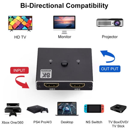 OZ 8K 60Hz 2 in 1 Out Two Ways HDMI Switcher, 8K 60Hz