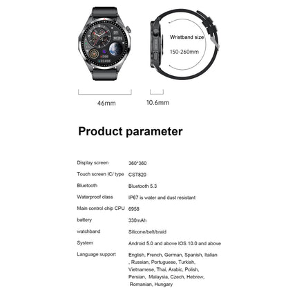 GTS4/LT09 1.5 inch IP67 Fitness Wellness Smart Watch Support Bluetooth Call / Sleep / Blood Oxygen / Heart Rate Health Monitor, Silicone Strap, Steel Strap