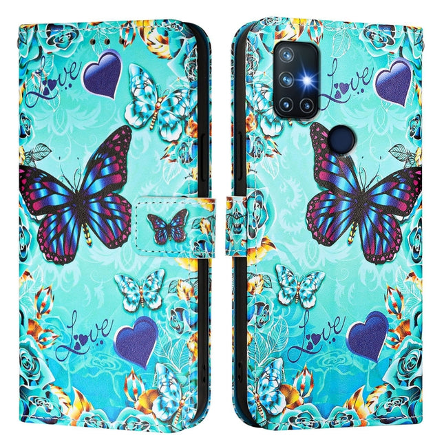 Colored Drawing Pattern Plain Weave Leather Phone Case, For OnePlus Nord N10 5G