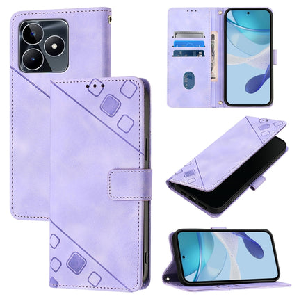 Skin-feel Embossed Leather Phone Case, For Realme Narzo 70 Pro India, For Realme 12 5G Global, For Realme Note 50 4G Global / Realme C51 4G, For Realme C53 4G / Narzo N53 4G Global