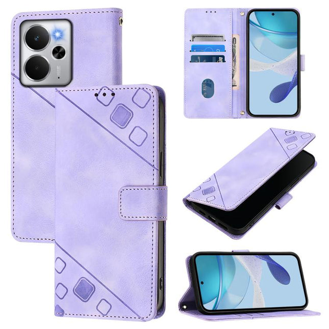 Skin-feel Embossed Leather Phone Case, For Realme 14 5G Global / P3 5G India, For Realme 14 Pro+ 5G, For Realme 14 Pro 5G, For Realme GT 7 Pro 5G