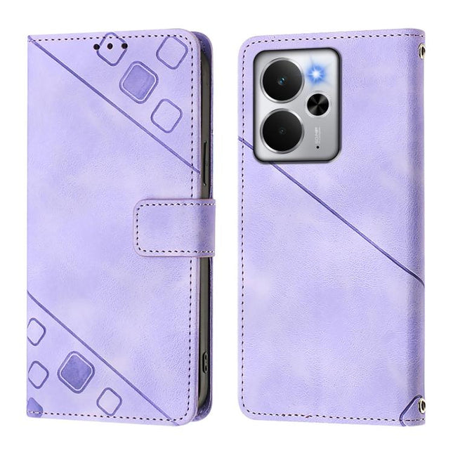 Skin-feel Embossed Leather Phone Case, For Realme 14 5G Global / P3 5G India, For Realme 14 Pro+ 5G, For Realme 14 Pro 5G, For Realme GT 7 Pro 5G