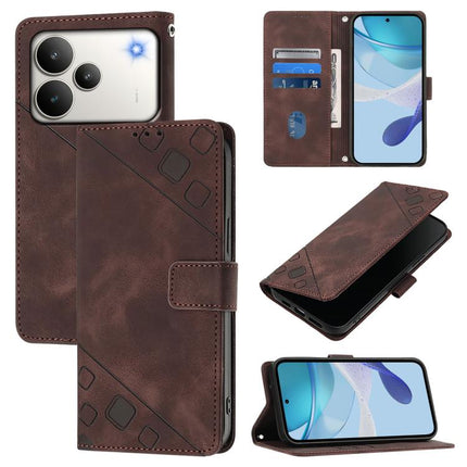 Skin-feel Embossed Leather Phone Case, For Realme P4x 5G / OnePlus Nord CE6 Lite, For Realme Note 70 4G / 70T 4G, For Realme C85 5G / 15x 5G India, For Realme P4 Pro 5G