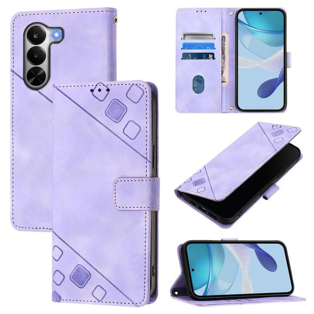 Skin-feel Embossed Leather Phone Case, For Realme P4x 5G / OnePlus Nord CE6 Lite, For Realme Note 70 4G / 70T 4G, For Realme C85 5G / 15x 5G India, For Realme P4 Pro 5G