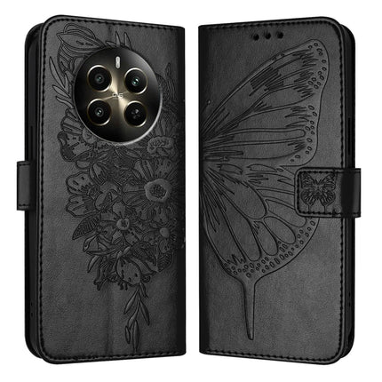 Embossed Butterfly Leather Phone Case, For Realme GT 6 5G Global, For Realme GT 6T 5G Global, For Realme 12+ Global/Narzo 70 Pro India