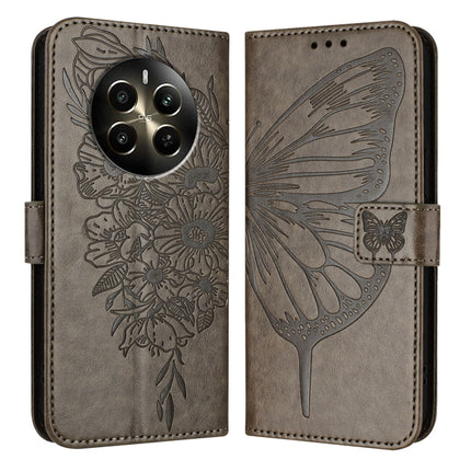 Embossed Butterfly Leather Phone Case, For Realme GT 6 5G Global, For Realme GT 6T 5G Global, For Realme 12+ Global/Narzo 70 Pro India