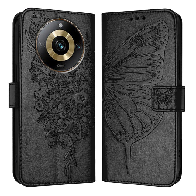 Embossed Butterfly Leather Phone Case, For Realme Narzo 60 Pro Global, For Realme C65 4G Global, For Realme C33 2022 / C33 2023 Global