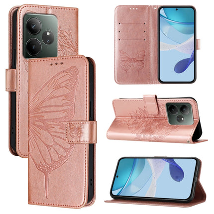 Embossed Butterfly Leather Phone Case, For Realme GT 6 5G Global, For Realme GT 6T 5G Global, For Realme 12+ Global/Narzo 70 Pro India