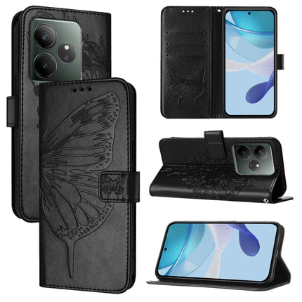 Embossed Butterfly Leather Phone Case, For Realme GT 6 5G Global, For Realme GT 6T 5G Global, For Realme 12+ Global/Narzo 70 Pro India
