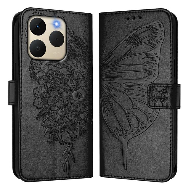 Embossed Butterfly Leather Phone Case, For Realme 15T Global, For Realme C71 4G India, For Realme 15 5G / Realme 15 Pro 5G