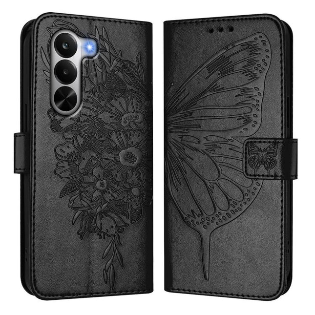 Embossed Butterfly Leather Phone Case, For Realme P4x 5G / OnePlus Nord CE6 Lite, For Realme 16T 5G Global, For Realme C100 5G / C85 5G Global