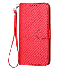 YX0070 Carbon Fiber Buckle Leather Phone Case with Lanyard, iPhone 16e, For iPhone 15 Pro Max, For iPhone 15 Pro, For iPhone 15 Plus