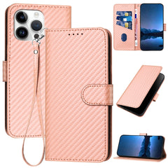 YX0070 Carbon Fiber Buckle Leather Phone Case with Lanyard, iPhone 16e, For iPhone 15 Pro Max, For iPhone 15 Pro, For iPhone 15 Plus