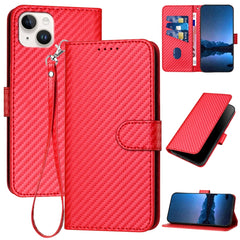 YX0070 Carbon Fiber Buckle Leather Phone Case with Lanyard, iPhone 16e, For iPhone 15 Pro Max, For iPhone 15 Pro, For iPhone 15 Plus