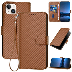 YX0070 Carbon Fiber Buckle Leather Phone Case with Lanyard, iPhone 16e, For iPhone 15 Pro Max, For iPhone 15 Pro, For iPhone 15 Plus