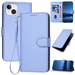 YX0070 Carbon Fiber Buckle Leather Phone Case with Lanyard, iPhone 16e, For iPhone 15 Pro Max, For iPhone 15 Pro, For iPhone 15 Plus