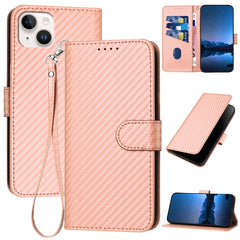 YX0070 Carbon Fiber Buckle Leather Phone Case with Lanyard, iPhone 16e, For iPhone 15 Pro Max, For iPhone 15 Pro, For iPhone 15 Plus