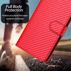 YX0070 Carbon Fiber Buckle Leather Phone Case with Lanyard, For iPhone 15, For iPhone 14 Plus, For iPhone 14, For iPhone 14 Pro