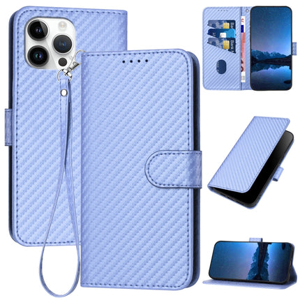 YX0070 Carbon Fiber Buckle Leather Phone Case with Lanyard, For iPhone 14 Pro, For iPhone 14 Pro Max, For iPhone SE 2022 / SE 2020 / 8 / 7