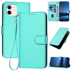 YX0070 Carbon Fiber Buckle Leather Phone Case with Lanyard, For iPhone 13, For iPhone 13 mini, For iPhone 12 / 12 Pro, For iPhone 12 Pro Max