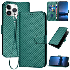 YX0070 Carbon Fiber Buckle Leather Phone Case with Lanyard, For iPhone 13, For iPhone 13 mini, For iPhone 12 / 12 Pro, For iPhone 12 Pro Max