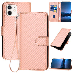 YX0070 Carbon Fiber Buckle Leather Phone Case with Lanyard, For iPhone 12 mini, For iPhone 11 Pro Max, For iPhone 11, For iPhone 11 Pro