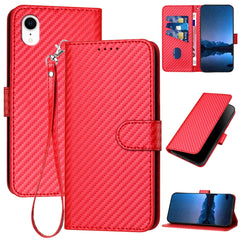 YX0070 Carbon Fiber Buckle Leather Phone Case with Lanyard, For iPhone X / XS, For iPhone XR, For iPhone XS Max, For iPhone 8 Plus / 7 Plus