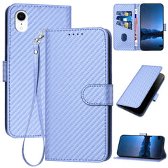 YX0070 Carbon Fiber Buckle Leather Phone Case with Lanyard, For iPhone X / XS, For iPhone XR, For iPhone XS Max, For iPhone 8 Plus / 7 Plus