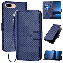 YX0070 Carbon Fiber Buckle Leather Phone Case with Lanyard, For iPhone X / XS, For iPhone XR, For iPhone XS Max, For iPhone 8 Plus / 7 Plus