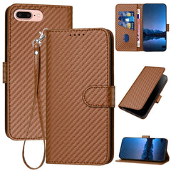 YX0070 Carbon Fiber Buckle Leather Phone Case with Lanyard, For iPhone X / XS, For iPhone XR, For iPhone XS Max, For iPhone 8 Plus / 7 Plus