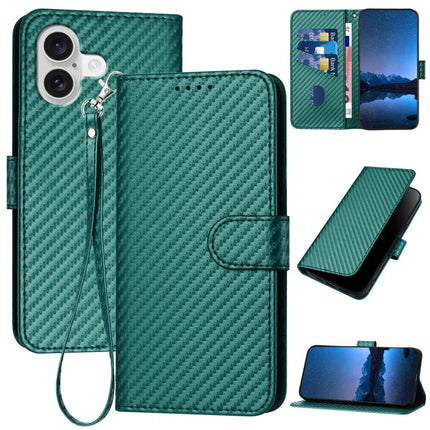 YX0070 Carbon Fiber Buckle Leather Phone Case with Lanyard, For iPhone 17 Pro Max, For iPhone 17 Pro, For iPhone 17