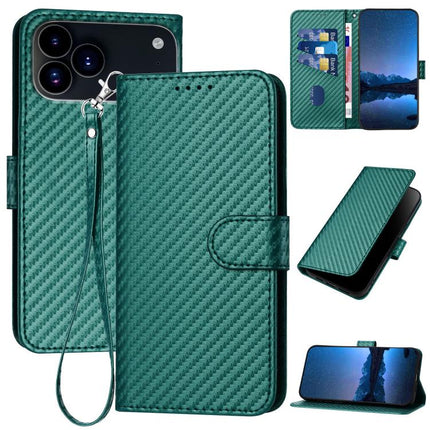 YX0070 Carbon Fiber Buckle Leather Phone Case with Lanyard, For iPhone 17 Pro Max, For iPhone 17 Pro, For iPhone 17