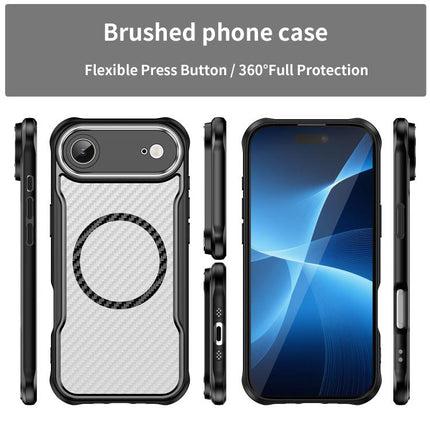 Carbon Fiber Texture MagSafe Translucent Phone Case, For iPhone 16 Pro, For iPhone 16 Plus, For iPhone 16, For iPhone 15 Pro Max, For iPhone 15 Pro, For iPhone 15 Plus / 14 Plus