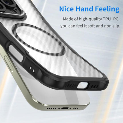 Carbon Fiber Texture MagSafe Translucent Phone Case, For iPhone 16 Pro, For iPhone 16 Plus, For iPhone 16, For iPhone 15 Pro Max, For iPhone 15 Pro, For iPhone 15 Plus / 14 Plus