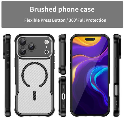 Carbon Fiber Texture MagSafe Translucent Phone Case, For iPhone 17 Pro Max, For iPhone 17 Pro, For iPhone 17, For  iPhone Air, For iPhone 16e, For iPhone 16 Pro Max