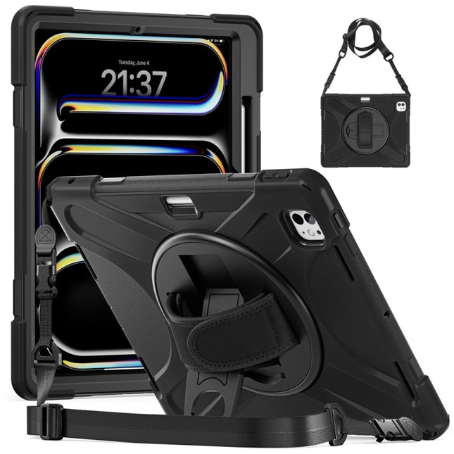 Rotatable Holder Silicone Hybrid PC Tablet Case with Shoulder Strap, For iPad Air 13 2026 / 2025 / 2024, For iPad Air 11 2026 / 2025 / 2024, For iPad Pro 13 2025 / 2024