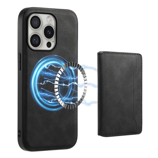 Denior D13 Retro Texture Leather MagSafe Card Bag Phone Case, For iPhone 16 Pro Max, For iPhone 16 Pro, For iPhone 16 Plus, For iPhone 16, For iPhone 15 Pro Max, For iPhone 15 Pro, For iPhone 15 Plus, For iPhone 15