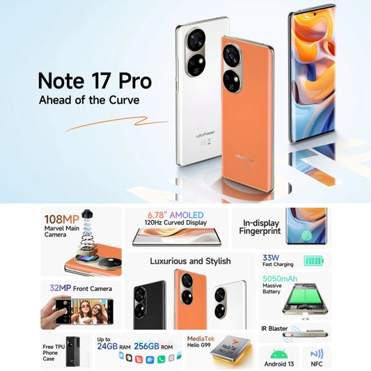 Ulefone Note 17 Pro, Screen Fingerprint, 6.78 inch Android 13 MediaTek Helio G99 MTK6789 Octa Core, NFC, Network: 4G, 12GB+256GB