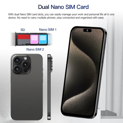 i15 Pro Max / Q5, 6.5 inch Screen, Face Identification, Android 8.1 MTK6580P Quad Core, Network: 3G, Dual SIM, 2GB+16GB