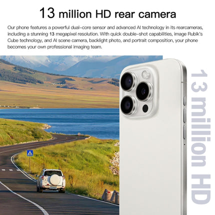 i15 Pro Max / Q5, 6.5 inch Screen, Face Identification, Android 8.1 MTK6580P Quad Core, Network: 3G, Dual SIM, 2GB+16GB