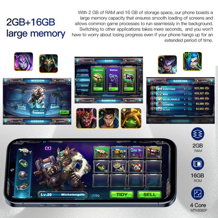 i15 Pro Max / Q5, 6.5 inch Screen, Face Identification, Android 8.1 MTK6580P Quad Core, Network: 3G, Dual SIM, 2GB+16GB