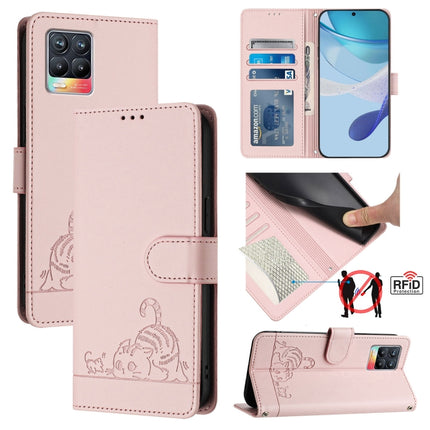 Cat Rat Embossed Pattern RFID Leather Phone Case with Lanyard, For Realme C25 / C15 / C12, For Realme C25S / 7i Global, For Realme 8 4G / 8 Pro 4G, For Realme GT 5G / GT NEO 5G