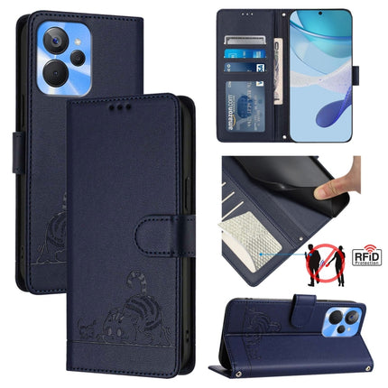 Cat Rat Embossed Pattern RFID Leather Phone Case with Lanyard, For Realme 10T 5G / 10S 5G, For Realme GT3 5G / GT Neo 5 240W, For Realme 10 Pro 5G, For Realme 10 Pro+ 5G