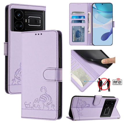 Cat Rat Embossed Pattern RFID Leather Phone Case with Lanyard, For Realme C25 / C15 / C12, For Realme C25S / 7i Global, For Realme 8 4G / 8 Pro 4G, For Realme GT 5G / GT NEO 5G
