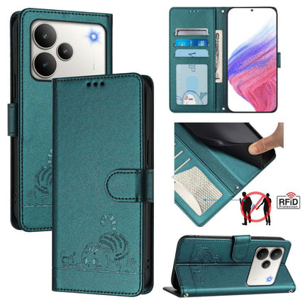 Cat Rat Embossed Pattern RFID Leather Phone Case with Lanyard, For Realme 16 Pro 5G Global, For Realme Note 70 4G / 70T 4G, For Realme C85 5G / 15x 5G India, For Realme P4 Pro 5G
