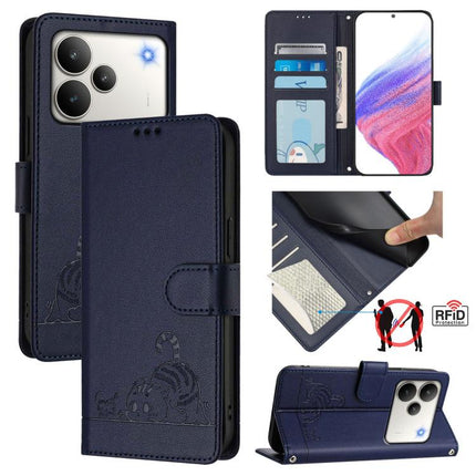Cat Rat Embossed Pattern RFID Leather Phone Case with Lanyard, For Realme 16 Pro 5G Global, For Realme Note 70 4G / 70T 4G, For Realme C85 5G / 15x 5G India, For Realme P4 Pro 5G