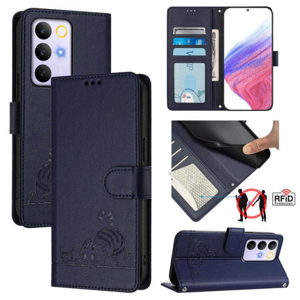 Cat Rat Embossed Pattern RFID Leather Phone Case with Lanyard, For Realme 16 Pro 5G Global, For Realme Note 70 4G / 70T 4G, For Realme C85 5G / 15x 5G India, For Realme P4 Pro 5G